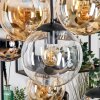 Gastor hanging light, globe light, pendant light Amber, chrome, clear, Smoke-coloured, 8-light sources