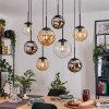 Gastor hanging light, globe light, pendant light Amber, chrome, clear, Smoke-coloured, 8-light sources