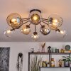 Koyoto ceiling light, globe light 81 cm Amber, chrome, clear, Smoke-coloured, 10-light sources