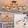 Koyoto ceiling light, globe light 81 cm Amber, clear, 10-light sources