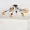 Koyoto ceiling light, globe light 81 cm Amber, clear, 10-light sources