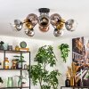 Koyoto ceiling light, globe light 81 cm gold, clear, coppery, Smoke-coloured, 10-light sources