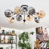 Ripoll ceiling light, globe light Amber, clear, Smoke-coloured, 12-light sources