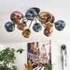 Ripoll ceiling light, globe light blue, gold, coppery, 12-light sources