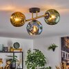 Ripoll ceiling light, globe light gold, black, 3-light sources