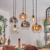 Ripoll hanging light, globe light, pendant light Amber, clear, Smoke-coloured, 6-light sources