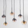 Ripoll hanging light, globe light, pendant light Amber, clear, Smoke-coloured, 6-light sources