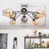 Koyoto ceiling light, globe light 86 cm Amber, chrome, Smoke-coloured, 8-light sources
