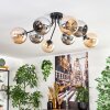 Koyoto ceiling light, globe light 86 cm Amber, chrome, Smoke-coloured, 8-light sources