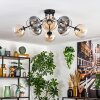 Koyoto ceiling light, globe light 86 cm Amber, clear, Smoke-coloured, 8-light sources