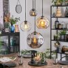 Ripoll hanging light, globe light, Cluster pendant lamp Amber, chrome, clear, Smoke-coloured, 4-light sources