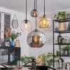 Ripoll hanging light, globe light, Cluster pendant lamp Amber, chrome, clear, Smoke-coloured, 4-light sources