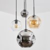 Ripoll hanging light, globe light, Cluster pendant lamp Amber, chrome, clear, Smoke-coloured, 4-light sources