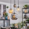 Ripoll hanging light, globe light, Cluster pendant lamp Amber, chrome, clear, Smoke-coloured, 4-light sources