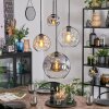 Ripoll hanging light, globe light, Cluster pendant lamp Amber, chrome, clear, Smoke-coloured, 4-light sources
