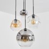 Ripoll hanging light, globe light, Cluster pendant lamp Amber, chrome, clear, Smoke-coloured, 4-light sources