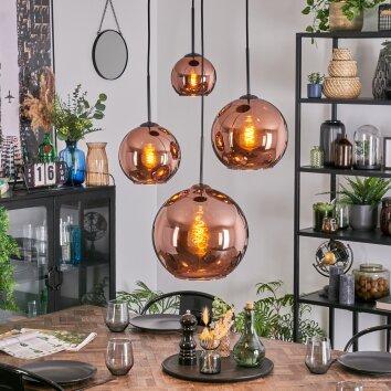 Koyoto hanging light, globe light, Cluster pendant lamp coppery, 4-light sources