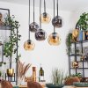 Ripoll hanging light, globe light, pendant light Amber, Smoke-coloured, 6-light sources