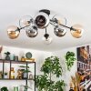 Koyoto ceiling light, globe light 86 cm Amber, chrome, clear, Smoke-coloured, 8-light sources