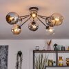 Koyoto ceiling light, globe light 86 cm Amber, chrome, clear, Smoke-coloured, 8-light sources