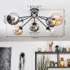 Koyoto ceiling light, globe light 86 cm Amber, chrome, clear, Smoke-coloured, 8-light sources