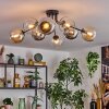Koyoto ceiling light, globe light 86 cm Amber, chrome, clear, Smoke-coloured, 8-light sources