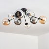 Koyoto ceiling light, globe light 86 cm Amber, chrome, clear, Smoke-coloured, 8-light sources