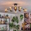 Koyoto ceiling light, globe light 86 cm Amber, chrome, clear, Smoke-coloured, 8-light sources