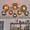 Ripoll ceiling light, globe light blue, gold, coppery, 10-light sources