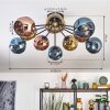 Ripoll ceiling light, globe light blue, gold, coppery, 10-light sources