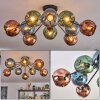 Ripoll ceiling light, globe light blue, green, coppery, 10-light sources
