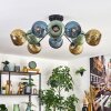 Koyoto ceiling light, globe light 85 cm blue, gold, green, 10-light sources