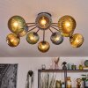 Koyoto ceiling light, globe light 85 cm blue, gold, green, 10-light sources