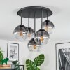 Koyoto ceiling light, globe light 33 cm clear, Smoke-coloured, 5-light sources