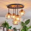 Koyoto ceiling light, globe light 33 cm Amber, clear, 5-light sources