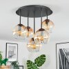 Koyoto ceiling light, globe light 33 cm Amber, clear, 5-light sources