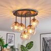 Koyoto ceiling light, globe light 33 cm Amber, clear, 5-light sources