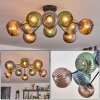 Koyoto ceiling light, globe light 85 cm blue, green, coppery, 10-light sources