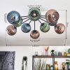 Koyoto ceiling light, globe light 85 cm blue, green, coppery, 10-light sources