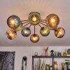 Koyoto ceiling light, globe light 85 cm blue, green, coppery, 10-light sources