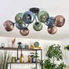 Koyoto ceiling light, globe light 85 cm blue, green, coppery, 10-light sources