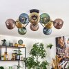 Koyoto ceiling light, globe light 85 cm blue, gold, green, coppery, 10-light sources