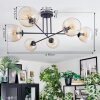 Koyoto ceiling light, globe light 80 cm Amber, clear, 6-light sources