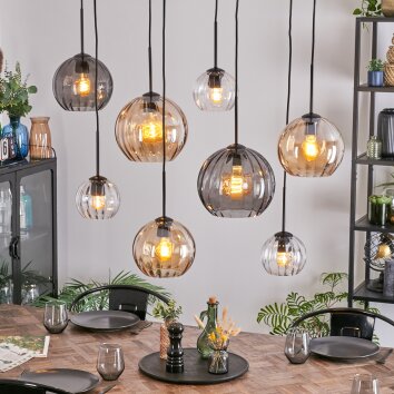 Koyoto hanging light, globe light, pendant light Amber, clear, Smoke-coloured, 8-light sources