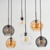 Koyoto hanging light, globe light, pendant light Amber, clear, Smoke-coloured, 6-light sources