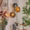 Koyoto globe light, wall light blue, gold, coppery, 3-light sources