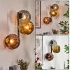 Ripoll globe light, wall light gold, coppery, Smoke-coloured, 3-light sources
