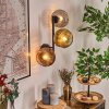 Ripoll globe light, wall light gold, clear, coppery, Smoke-coloured, 3-light sources