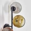 Ripoll globe light, wall light gold, clear, coppery, Smoke-coloured, 3-light sources
