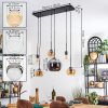 Koyoto hanging light, globe light, pendant light Amber, chrome, clear, Smoke-coloured, 6-light sources